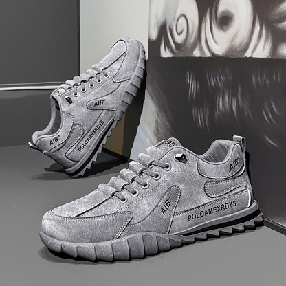 Men's Slip-On/Lace-Up Casual Shoes - All-Season Non-Slip Cushioned PVC Sole, Low-Top Athletic Sneakers Grey/ for Gym, Office, Everyday - Durable Canvas Upper  Non-Slip Grip Outsole, Grip Enhancing Footwear, Comfortable Lined