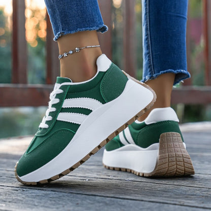 Women's Casual Low-Top Platform Sneakers with PVC Sole