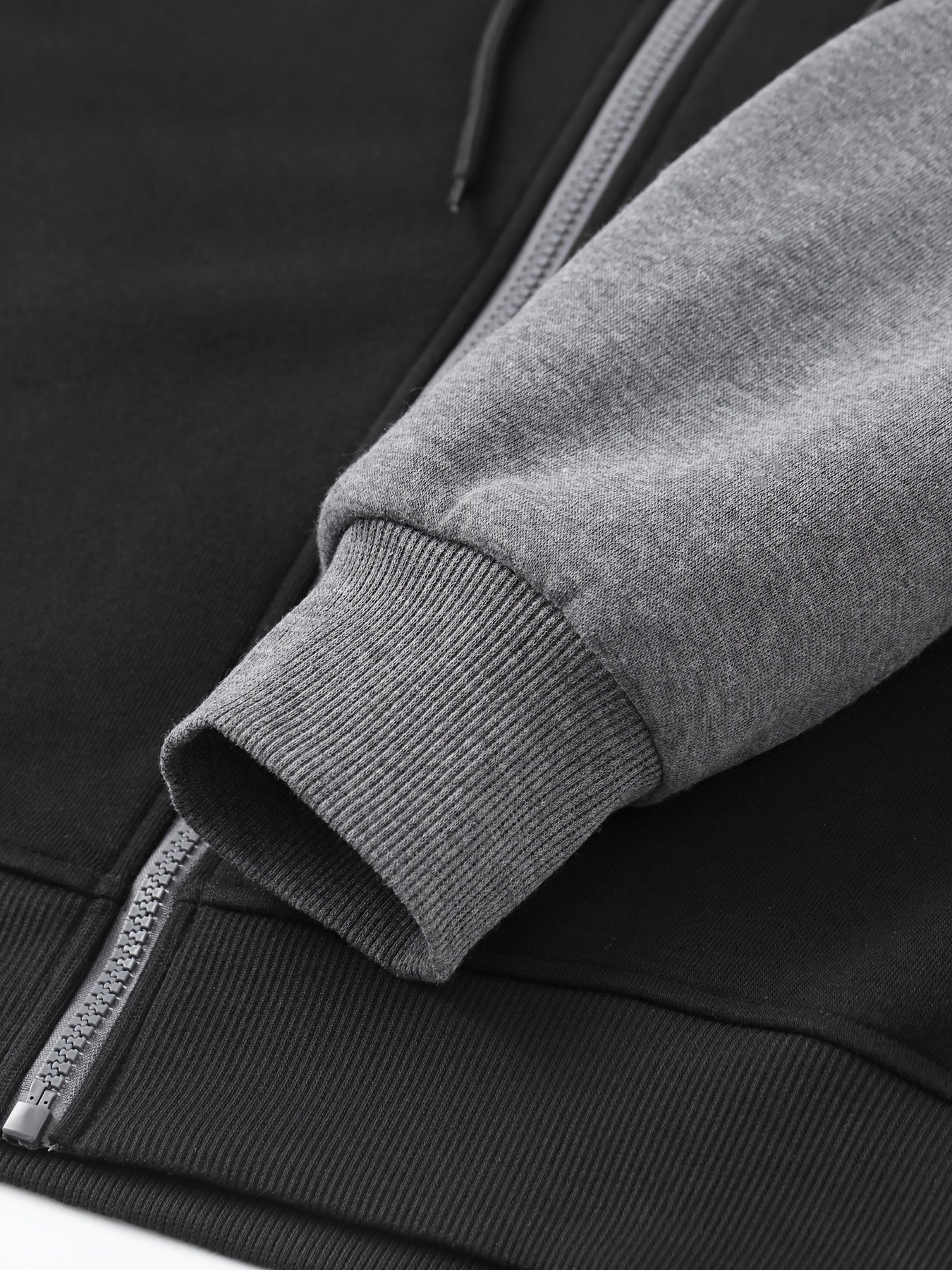 Men's Casual Sports Hoodie Two-Piece Set Four Seasons Color-Matching Zipper Drawstring Waist Jogging Suit