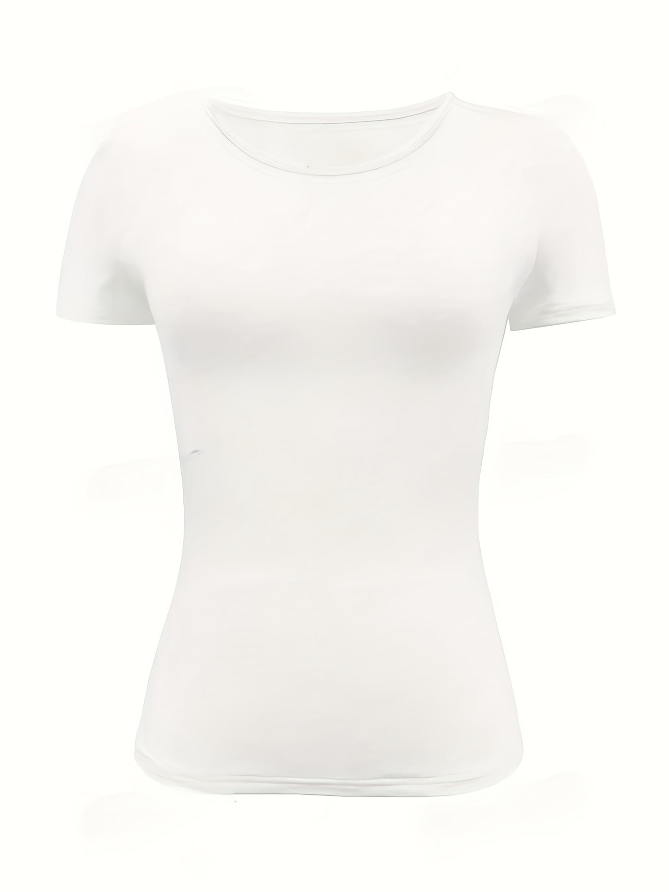 Women’s Solid Color Fitted Short-Sleeve T-Shirt for Summer