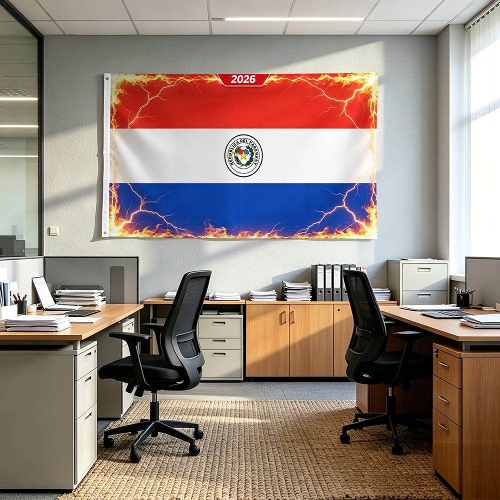 2D Flat Paraguay 2026 Football Fan Banner Polyester Flag