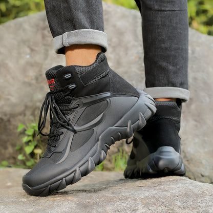 Men's High-Top Outdoor Hiking Boots, Durable All-Season Footwear