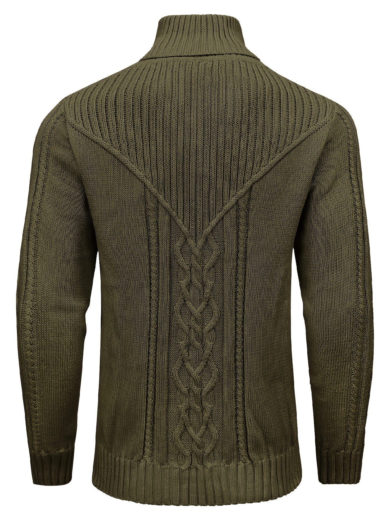 Men's High Collar Warm Knit Sweater - Stretchy Fashion Ribbed Pullover, Elegant Gentleman Cardigan
