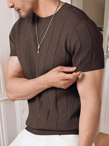 Men's Summer Viscose Knit Short-Sleeve Crew Neck T-Shirt