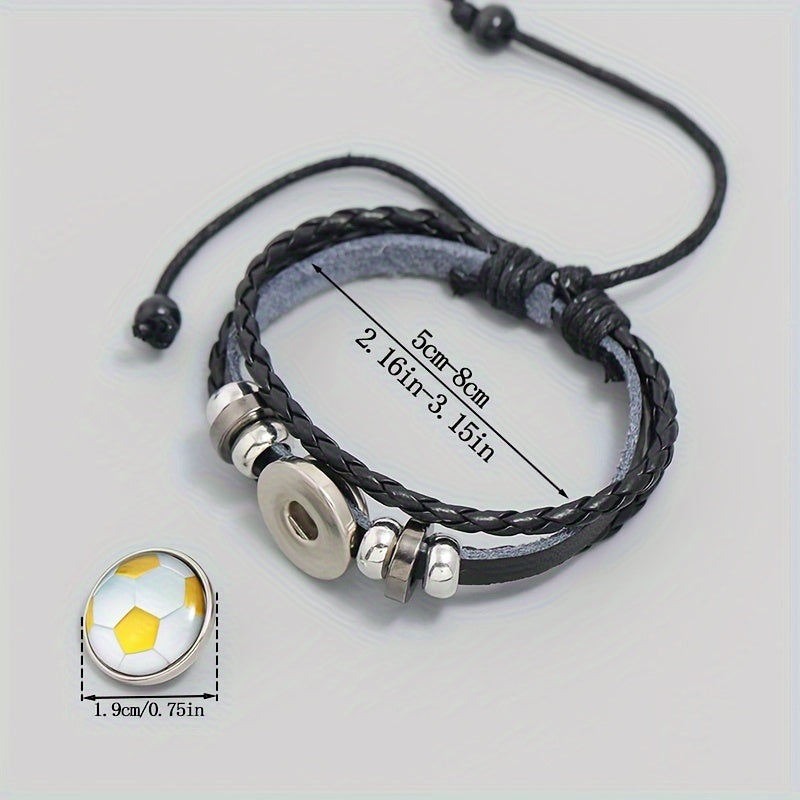Fashionable PU Leather Football Fan Bracelet Sports Wristband