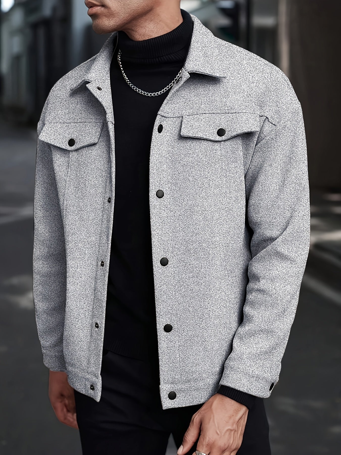 Men's European-Style Casual Jacket - Collar Button Coat, Beige/Brown/Burgundy/Tan, Machine-Washable Blazer for Spring/Fall, Tailored Fit (No) - Versatile Outerwear for Casual & Formal Events