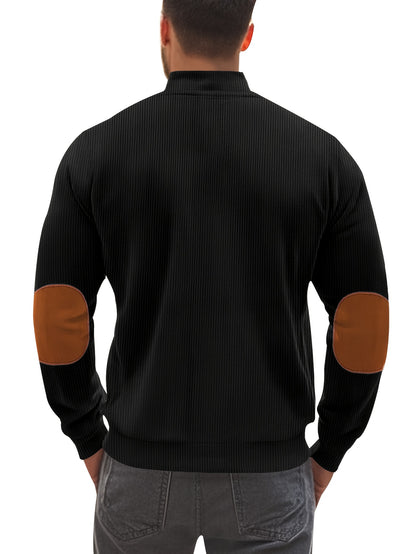 Men'S Long Sleeve Patchwork Fashion Warm Jacket, Corduroy Long Sleeve Warm Coat with Zipper Stand Collar Long Sleeve Casual Comfortable Autumn and Winter Style