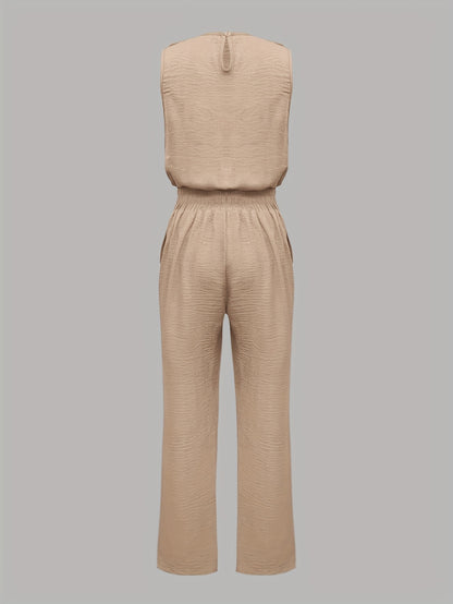 Women'S Fashion Casual Elegant Sleeveless Vest and Wide-leg Pants Set with Button Details and Slant Pockets
