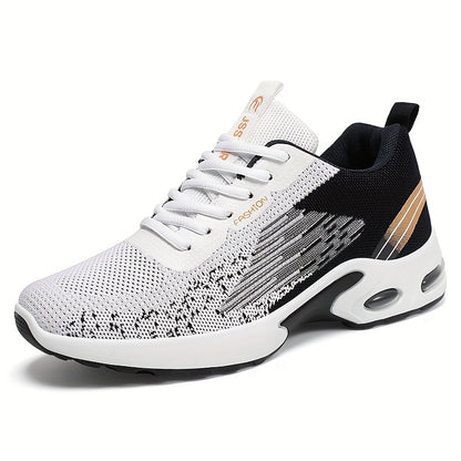 Men's Fashion Sports Sneakers, Breathable Mesh Fabric Upper, Comfortable Lace-Up Running Shoes with PVC Sole and Cloth Insole for All Seasons