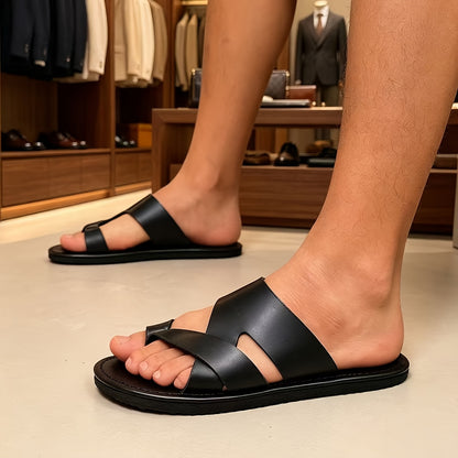 Men's Casual Four Seasons PU Beach Slippers with EVA Sole