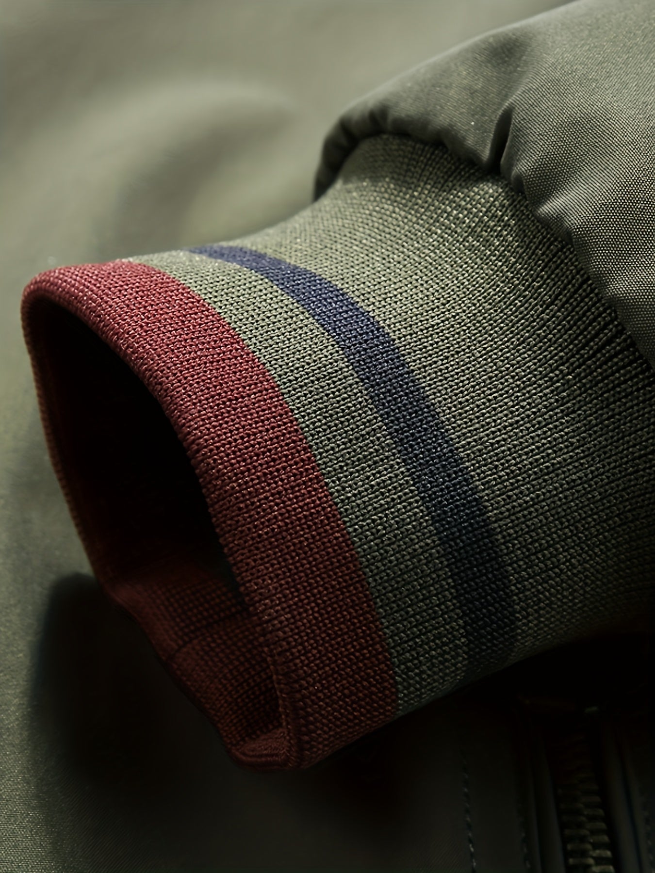 Men'S Stylish Beige Bomber Jacket with Red & Blue Trim - Double-Sided, Metal Zipper, Casual & Formal Wear, Perfect Gift for Husband or Boyfriend, Casual Outerwear | Doubleside Jacket | Polyester Lining