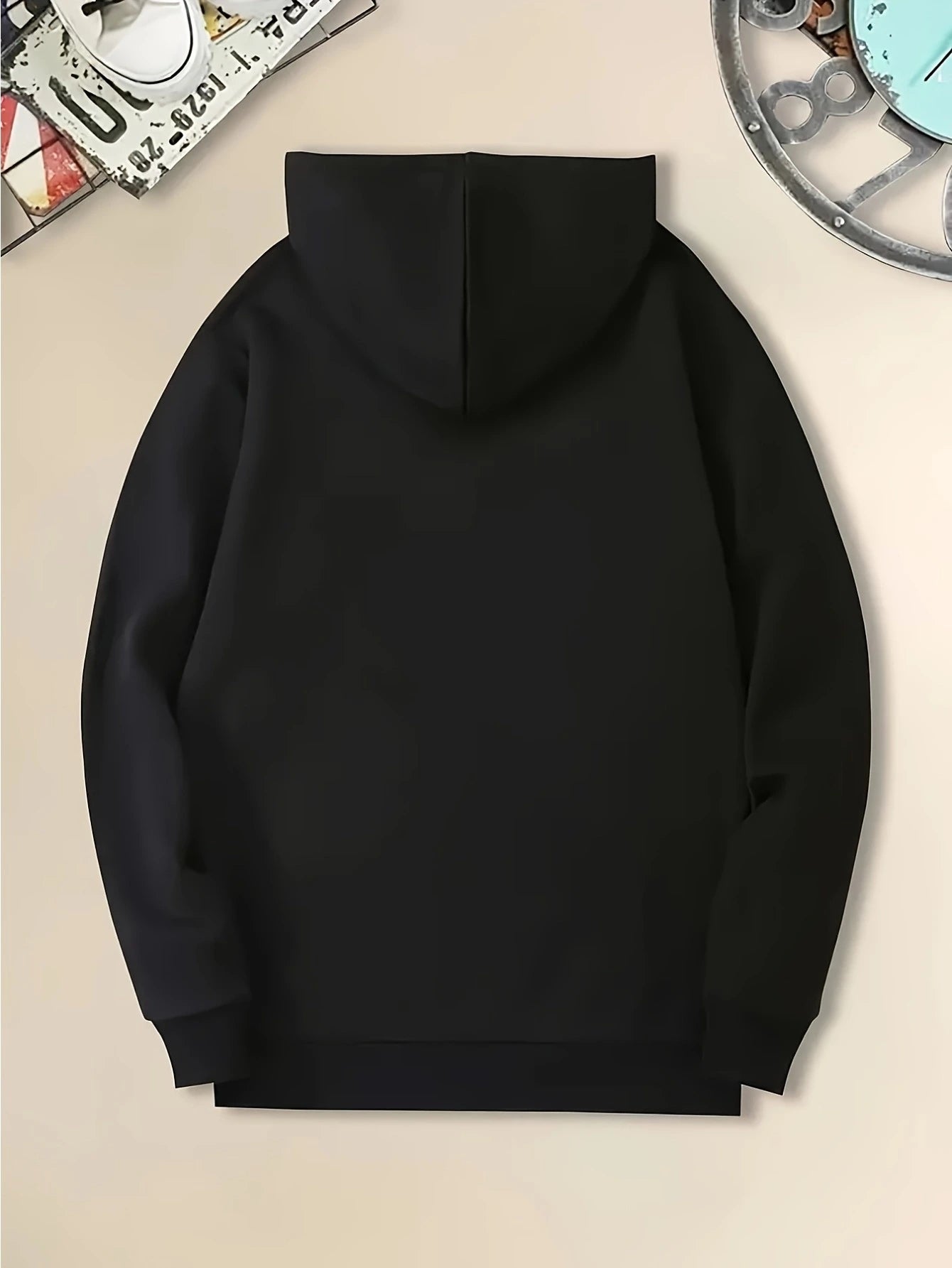 Men's Casual Hooded Sweatshirt with Geometric Print for Fall/Winter