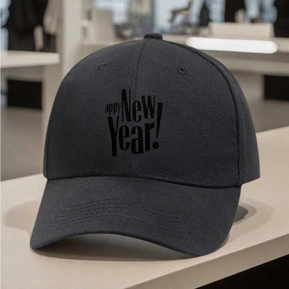 1pc New Year's Eve Party Hat - Adjustable Snapback Cap with Happy New Year Print, Lightweight Unisex Baseball Cap for Men & Women, Black with Bold White Lettering - Perfect for NYE Celebrations, Christmas, New Year's Day, Eve