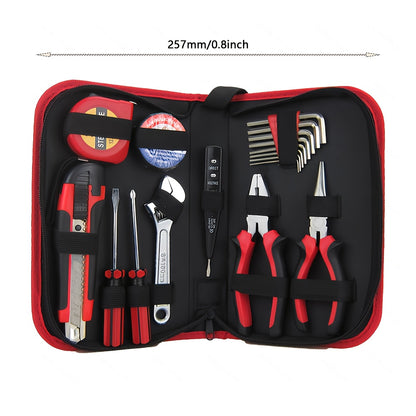 Christmas And New Year Gifts 18pcss Household Multi-Function Repair Tool Set 11pcs Set Including Slotted And Phillips Screwdrivers / Utility Knife / Electrical Tester / Insulation Tape / 3-Meter Tape Measure / 6-Inch Adjustab