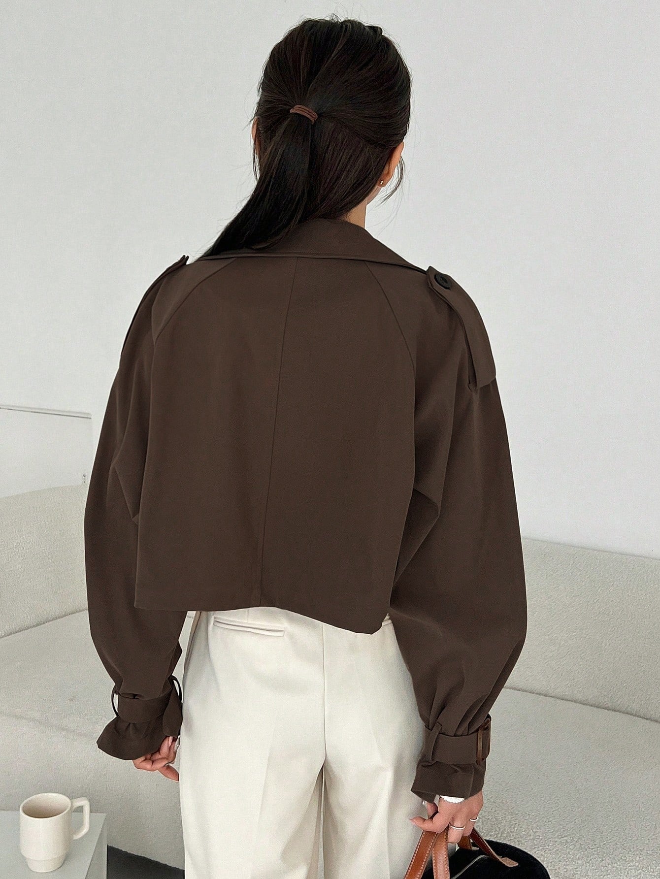 Women's Elegant Solid Color Short Windbreaker Jacket - Lightweight Versatile Outerwear for Casual & Formal Outfits, Easy Care Hand Wash/Dry Clean, Durable Fabric