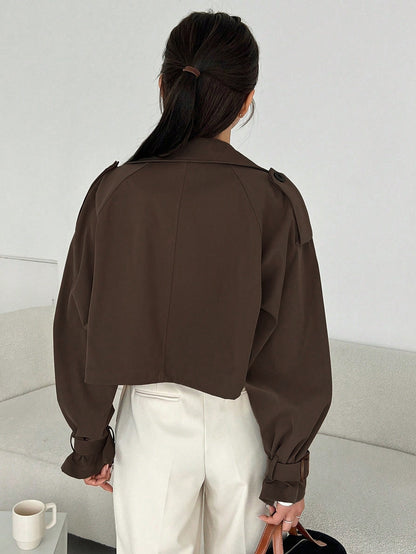 Women's Elegant Solid Color Short Windbreaker Jacket - Lightweight Versatile Outerwear for Casual & Formal Outfits, Easy Care Hand Wash/Dry Clean, Durable Fabric