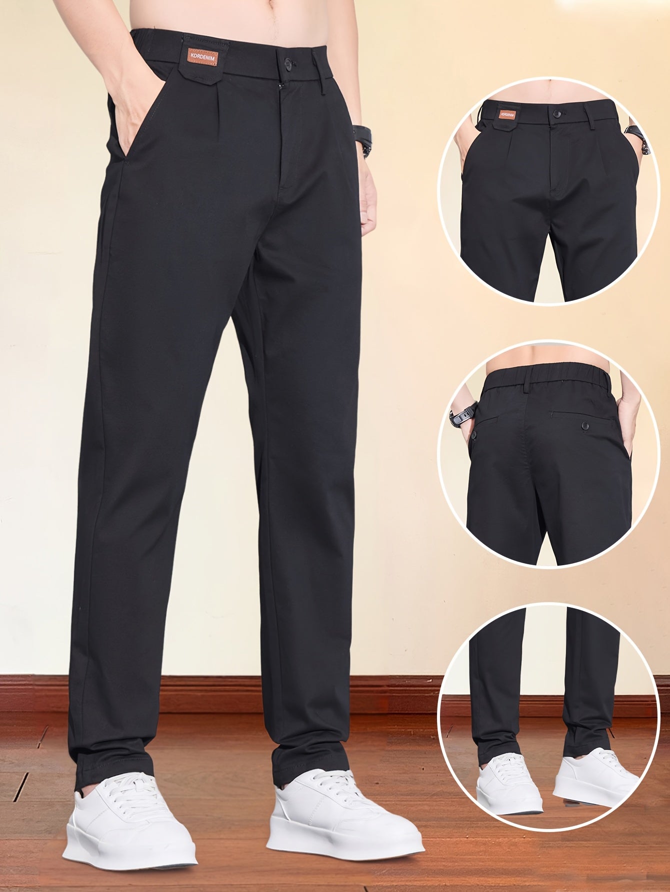 Men's Korean-Style Cotton Blend Casual Trousers for All Seasons