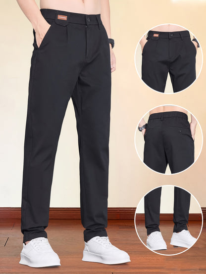 Men's Korean-Style Cotton Blend Casual Trousers for All Seasons