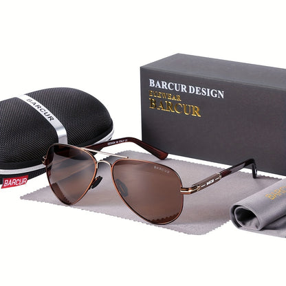 BARCUR Men’s Polarized Pilot Sunglasses Stainless Steel Frame