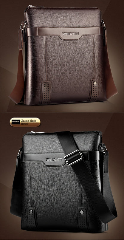 WEIXIER Men's Fashion Crossbody Bag - Adjustable Strap, Faux Leather, Deep Brown   Casual Street Style Shoulder Bag for Outings