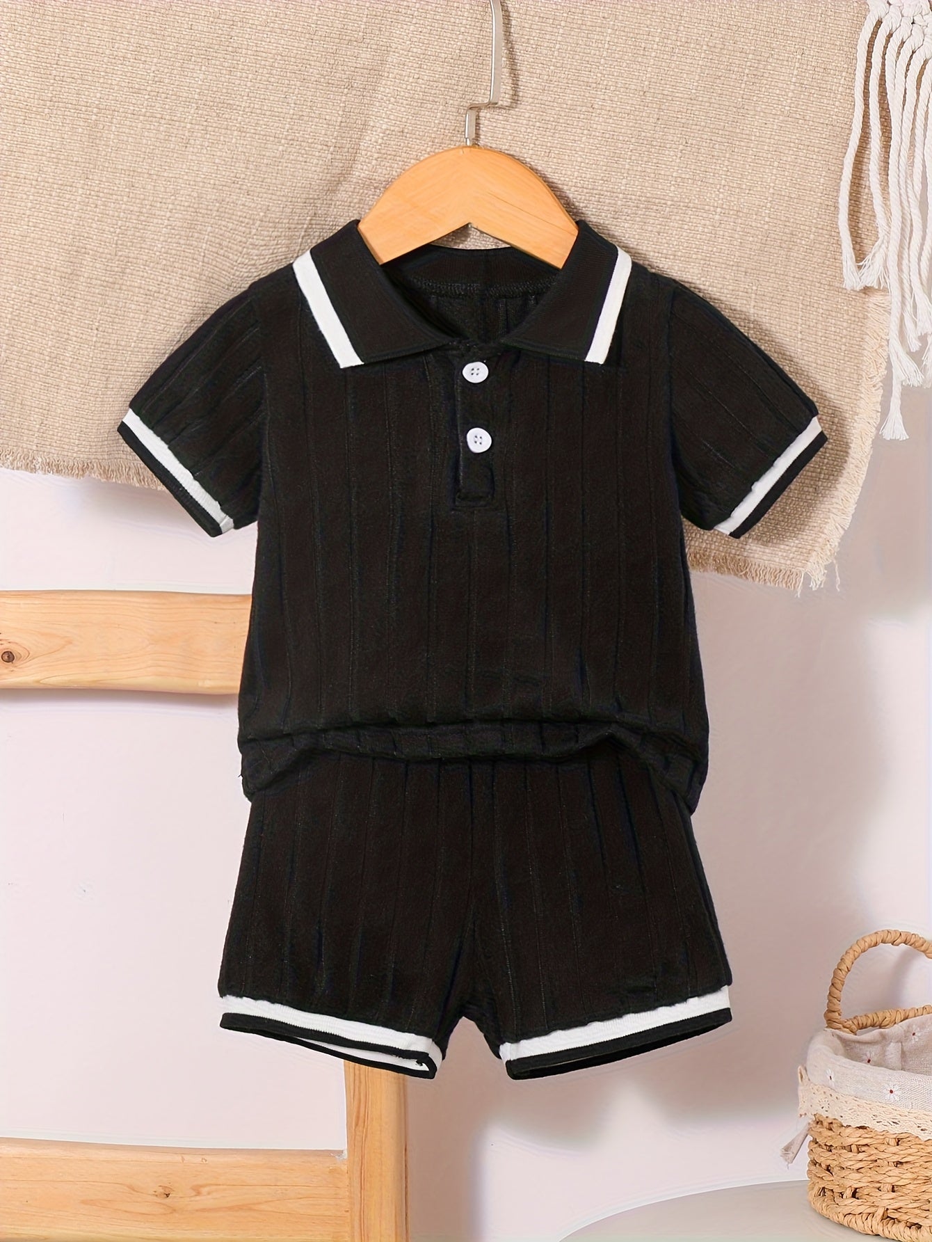 Boys' Casual Polo Shirt and Shorts Set for Spring Summer