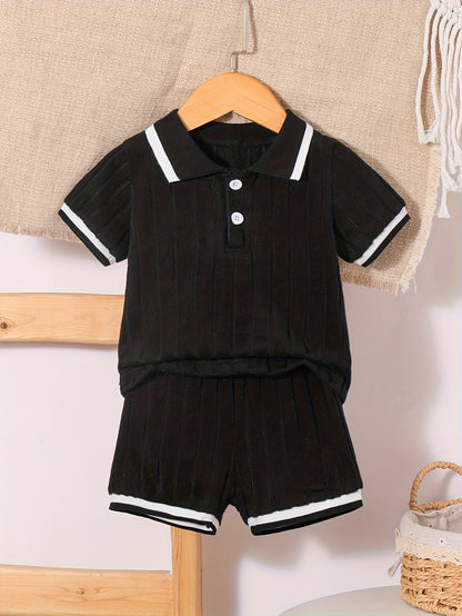 Boys' Casual Polo Shirt and Shorts Set for Spring Summer