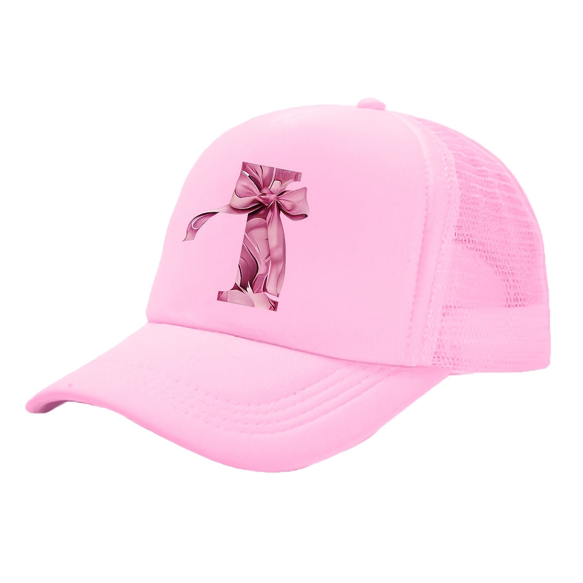 Kids Pink Mesh Bowknot Baseball Cap Breathable Lightweight