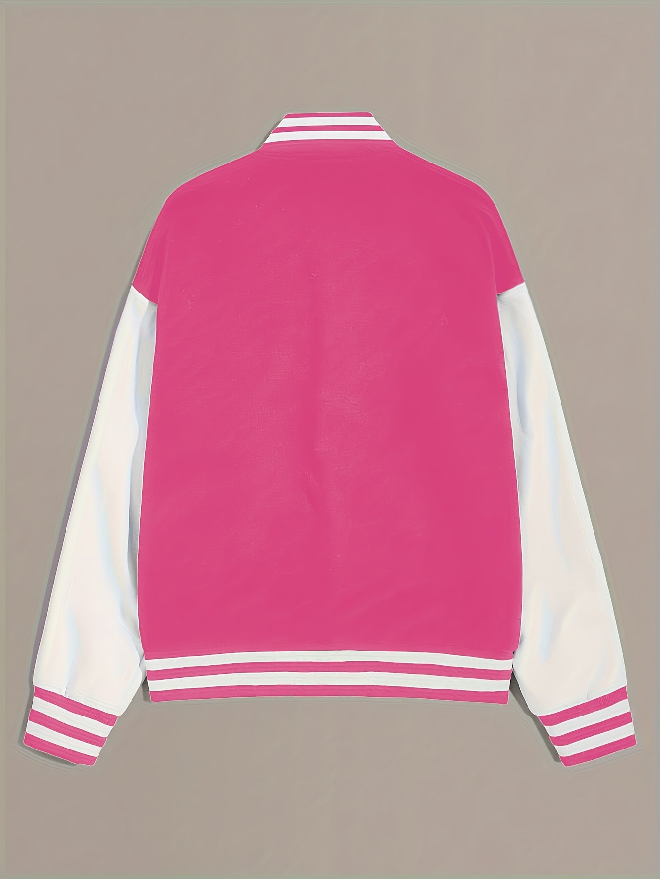 Women'S Casual Long Sleeve Baseball Jacket with "A" Letter Detail - Black & Beige Two-Tone Design, Button-Up Front, Flap Pockets, Fall/Winter Fashion Outerwear, Autumn Winter Apparel | Buttonup Jacket | Functional Pockets