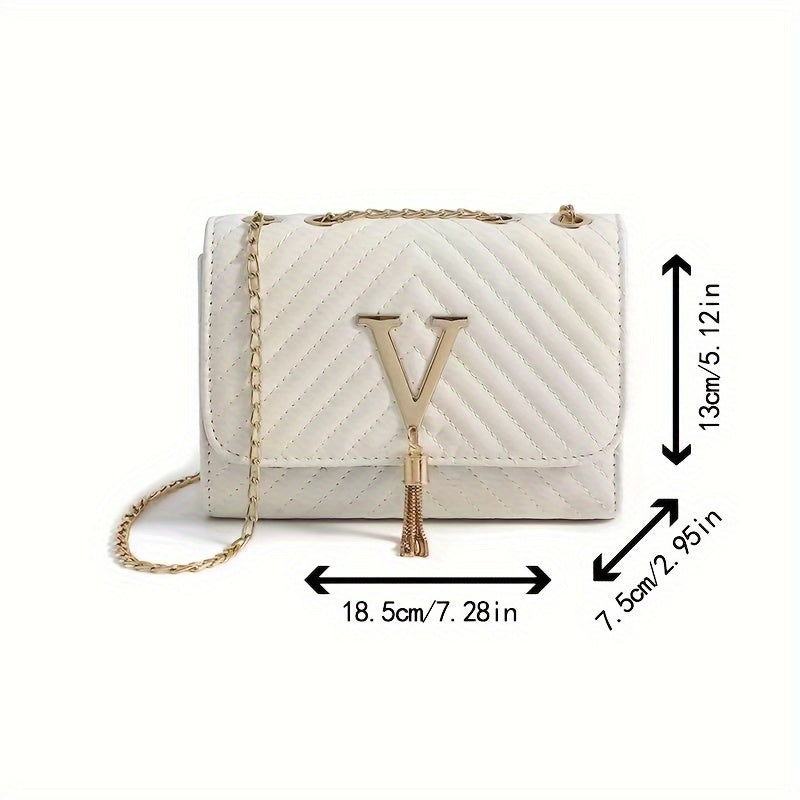 Korean-style High-end Textured Women's Bag, New Tassel Rhombus Chain Small Square Bag, Women's Shoulder Bag, Crossbody Bag