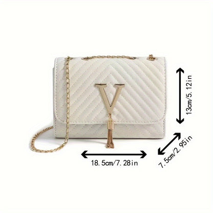 Korean-style High-end Textured Women's Bag, New Tassel Rhombus Chain Small Square Bag, Women's Shoulder Bag, Crossbody Bag