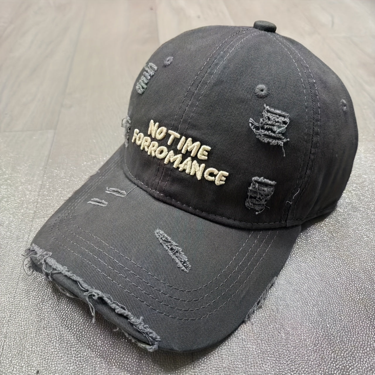 Women’s Embroidered Ripped Washed Baseball Cap Adjustable Fit