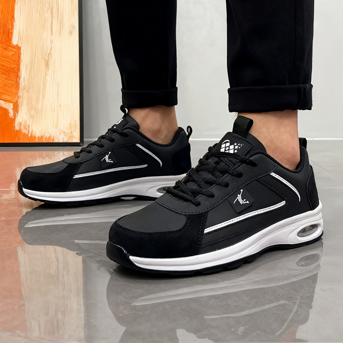 ZERJER Men'S Casual Sports Shoes | Comfortable Low-Top Lace-up Sneakers with Thick Rubber Sole, Faux & Fabric Upper, Breathable for Daily & Casual Wear, Suitable for Hiking & Outdoor Activities, Sizes 39-48