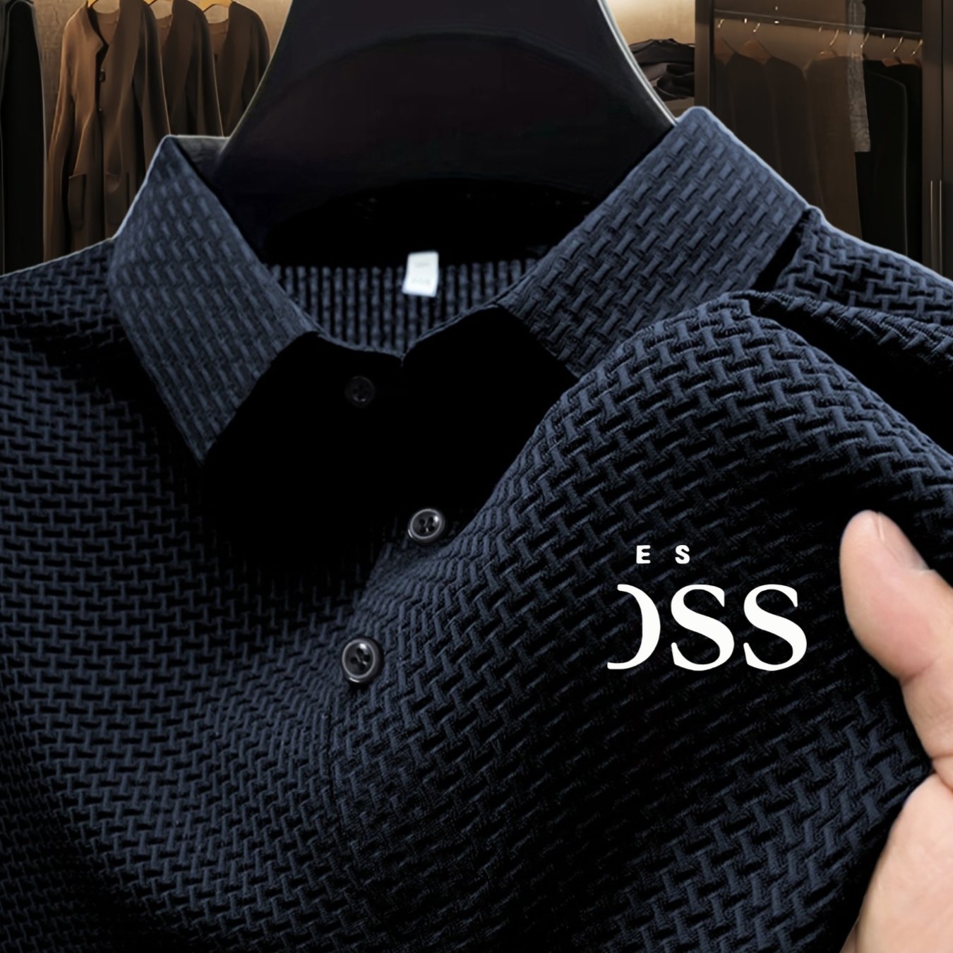 Men'S Summer Short Sleeve Polo Shirt, Soft Logo Fabric, Breathable Lightweight Casual Business Casual, Geometric Pattern, Lapel Collar, Medium Stretch, Regular Fit, Button Detail, Outdoor and Office Wear, Comfortable Everyday - ayq