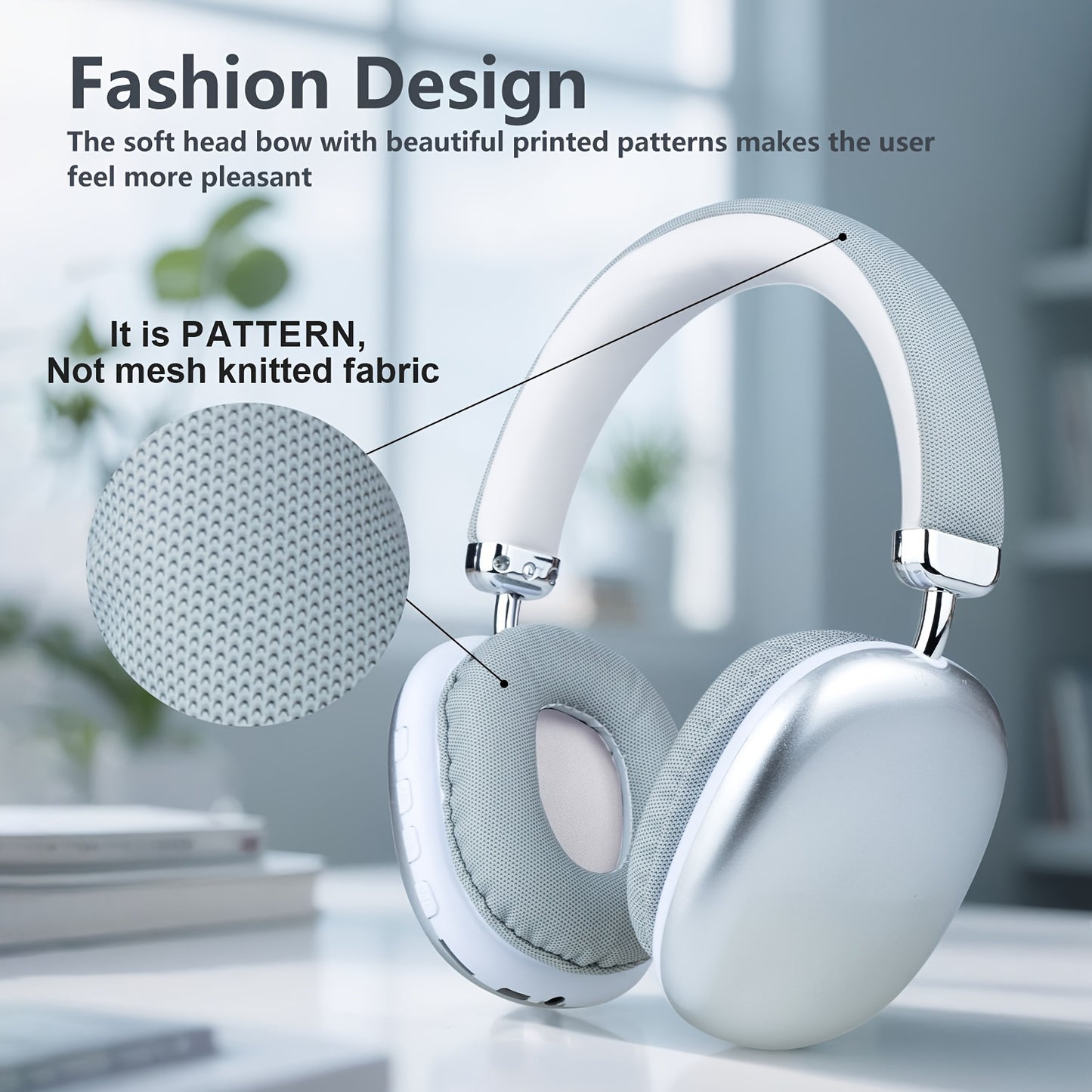 Wireless Over-Ear Headphones with Mic and Type-C Charging