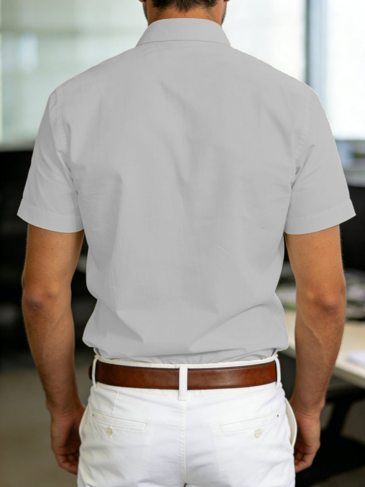 Men's 100% Cotton Short Sleeve Lapel Shirt for Summer
