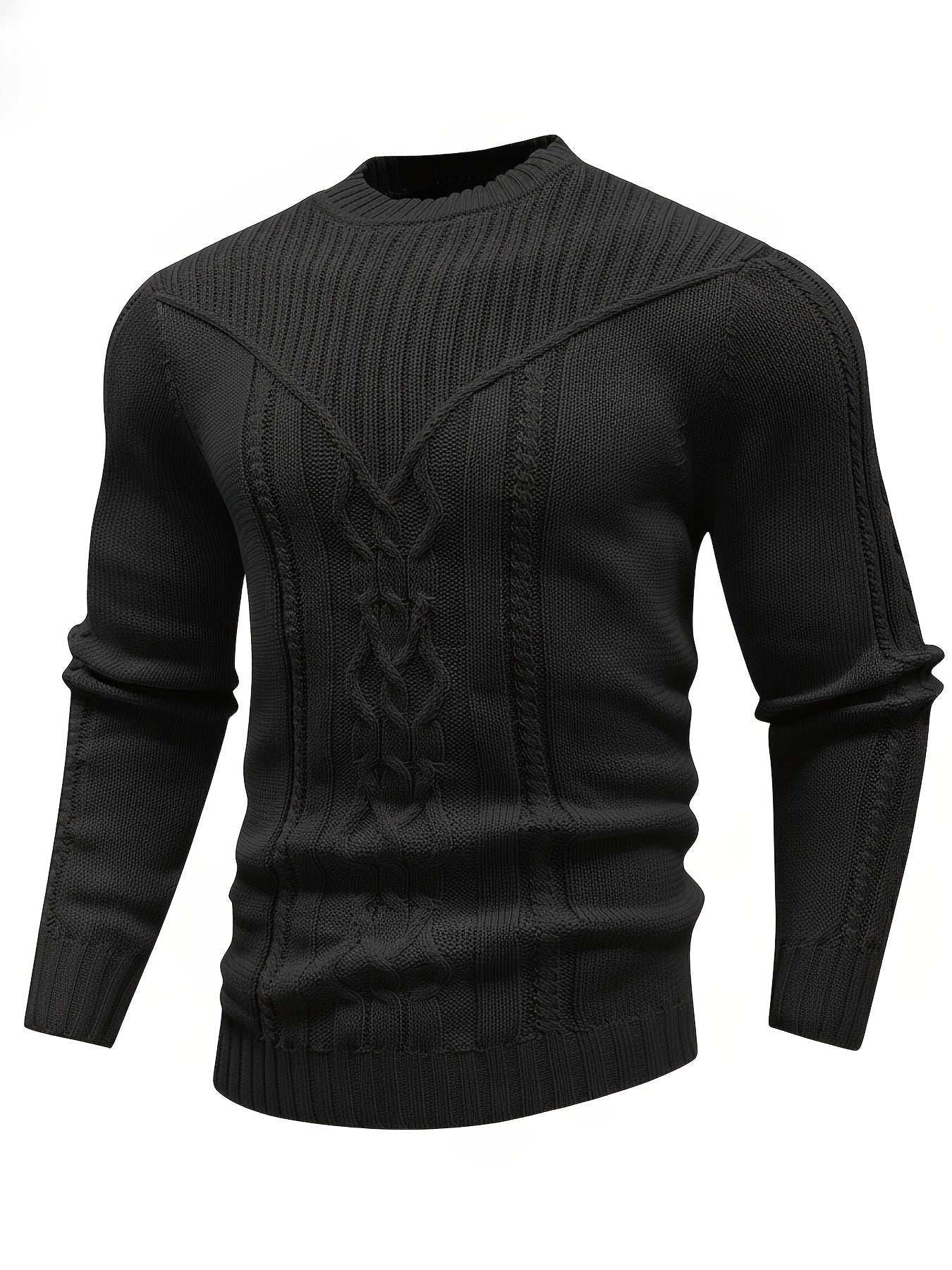 Fashion Knit Round Neck Sweater Pullover - Soft, Breathable, Medium Stretch, Long Sleeve, Casual Top for City Walks, Streets, Outings, Outdoor Activities - Perfect for Autumn and Winter