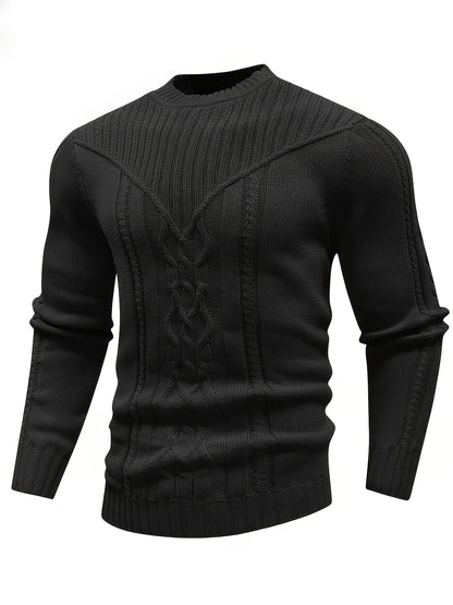 Fashion Knit Round Neck Sweater Pullover - Soft, Breathable, Medium Stretch, Long Sleeve, Casual Top for City Walks, Streets, Outings, Outdoor Activities - Perfect for Autumn and Winter