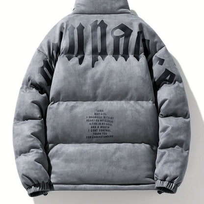 779 Men's Fashion Casual Trendy Thickened Winter Personality Letter Warm Jacket