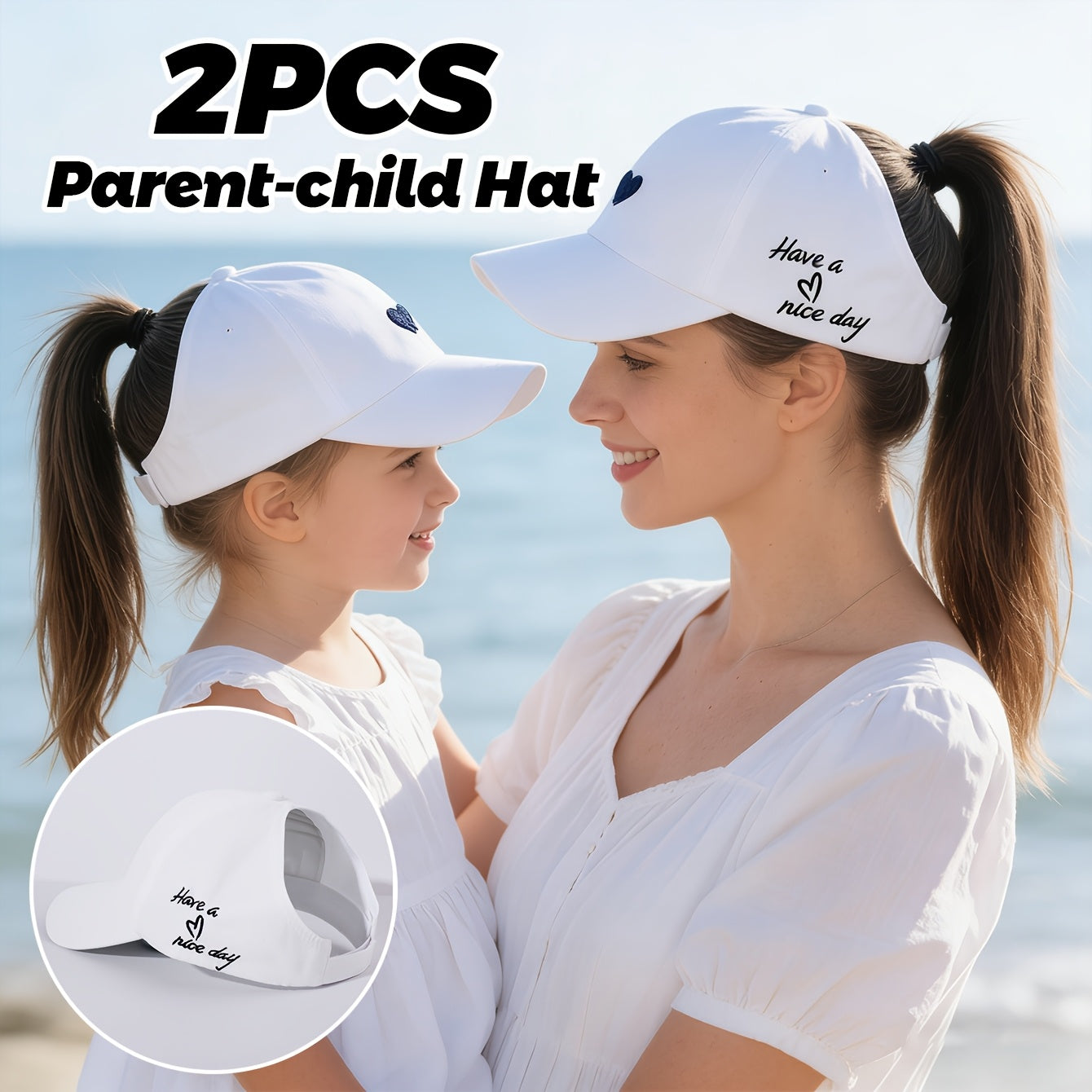 Matching Summer Baseball Caps for Kids, Ponytail Friendly, 2-Pack