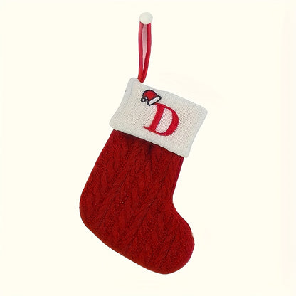 Knitted letter Christmas stockings, Christmas stockings, small Christmas English letter hanging stockings, Christmas stockings, double-sided fireplace hanging stockings, suitable for Christmas party decorations, New Year part