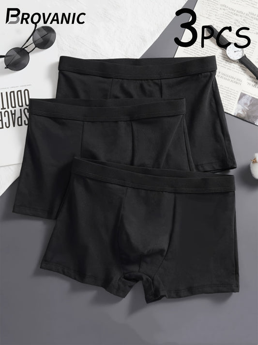 Men's 3-Pack Classic Black Boxer Briefs - Soft, Stretchy, Seamless