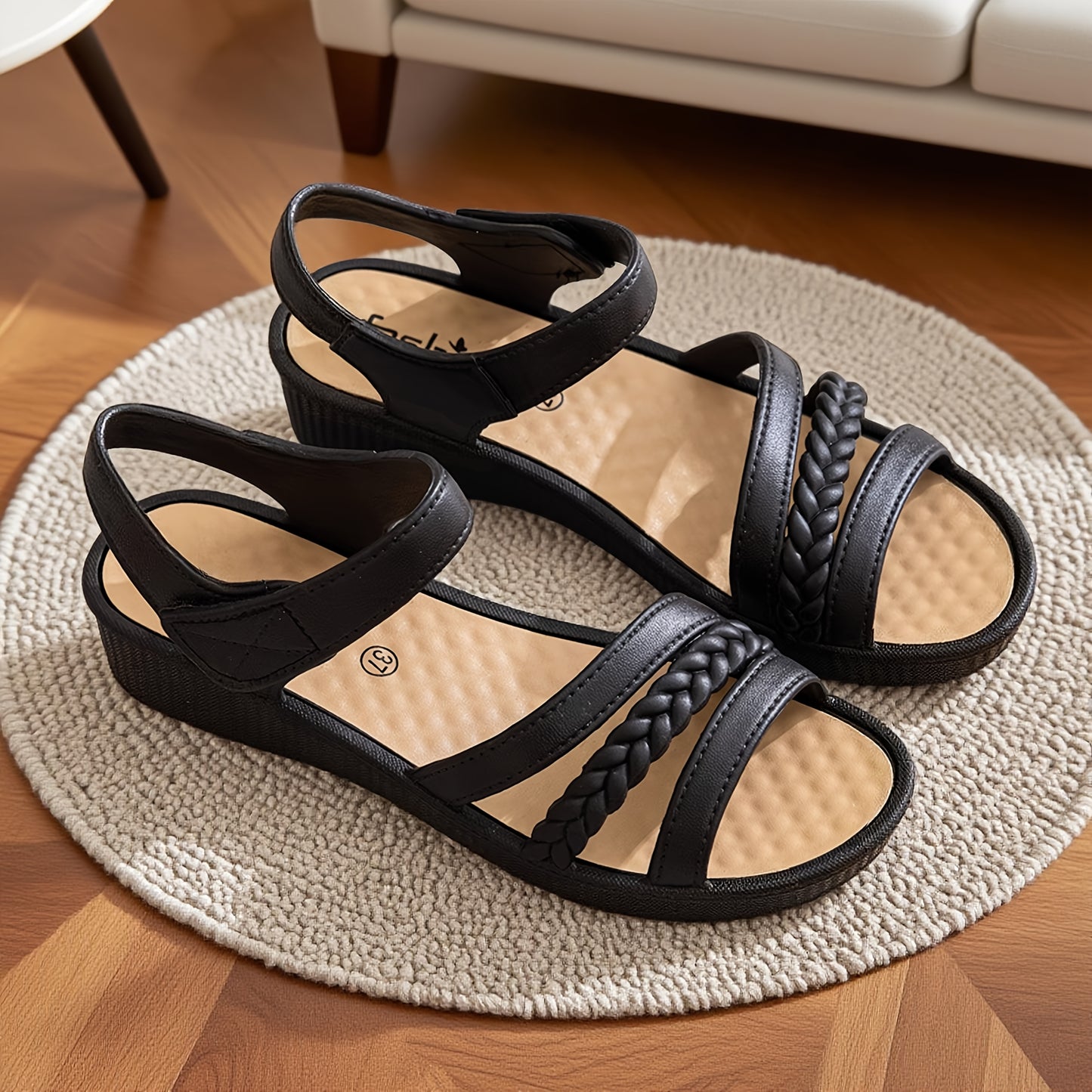 Women's Elegant Roman Sandals - Adjustable Strap Non-Slip Platform Sandals, Cushioned EVA Insole  Arch Support - Low Heel Everyday Shoes for Women, Moms, Beach, Office, Formal Events - Available in White/Black/Brown/ - All-S