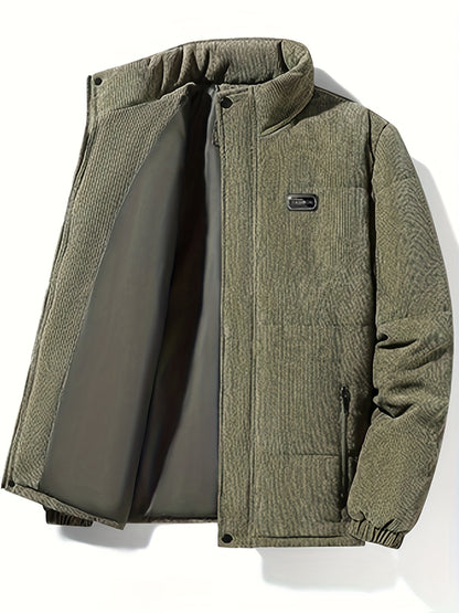 Men'S Heavyweight Winter Jacket - Thermal Insulated Cold Weather Coat with Full-Zip Closure, Front Zipper Pocket - Brown Outer Shell for Everyday & Formal Use - Non-Stretch Fabric Construction - Fall/Winter Outerwear, Winter