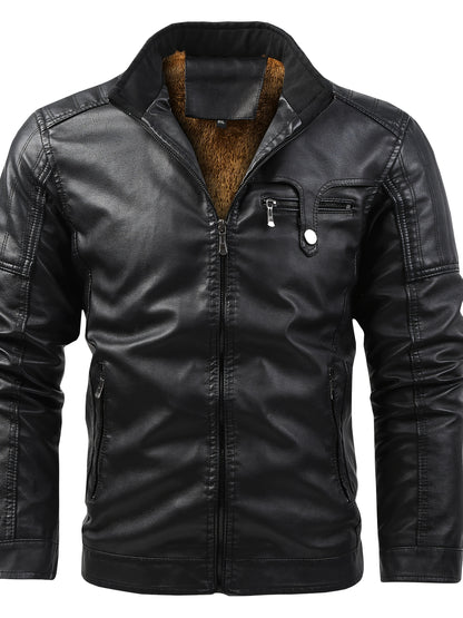 Men's Casual Workwear Zipper Jacket with Stand Collar