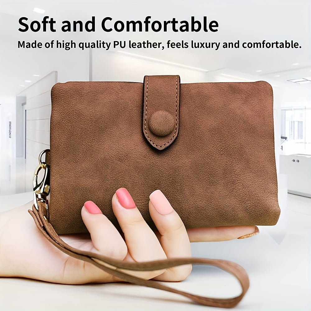 Wallet - Compact Short Design with Solid Color Finish, Stylish Coin Purse, Secure Flap Snap Closure, Ultra-Portable and Lightweight - Perfect for Womens Casual Daily Use