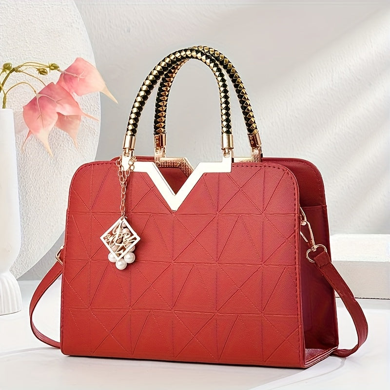 Elegant Large Capacity Black PU Crossbody and Handbag for Women