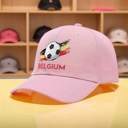 Adjustable Belgium Soccer Baseball Cap with Embroidered Patches