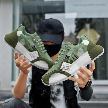 Men's Fashionable Platform Sneakers, Suitable for All Seasons, Available in Green, Black, and White. These Casual Sneakers Are Ideal for Walking and Everyday Use - ayq