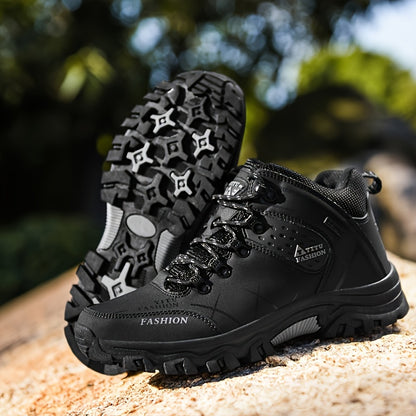 Men's High Top Hiking Shoes, Comfy Non Slip Durable Lace Up Sneakers For Men's Outdoor Activities, Winter & Autumn