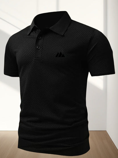 FS1128 Style Men'S Jacquard Polo Shirt with Unique Print Patterns, Casual Short Sleeves, Summer Fashion, Breathable Embossed Top, a Perfect Gift - ayq